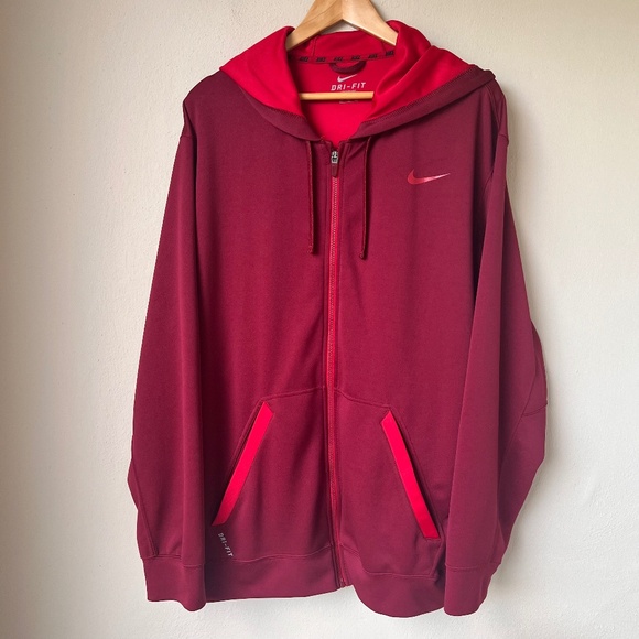 Nike Other - Nike Shirt Men’s Red Sweatshirt Hoodie Dri-Fit Long Sleeve Full Zip Sz XXL.